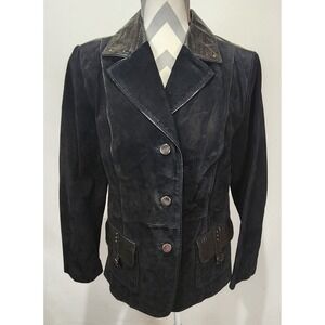 Bradley Bayou VTG Women's Black Suede 100% Genuine Leather Jacket Size M